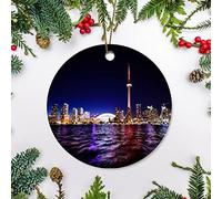 Christmas Tree Decoration 7.3cm, Toronto City Cn Tower Dome Line Architecture Christmas Tree Decorations Unique Christmas Baubles Novelty Ceramic Xmas Ornament For Holiday Keepsake Home Decor
