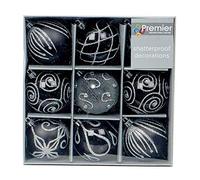 Christmas Tree Decoration 9 Pack 60mm Shatterproof Baubles - Black 6112