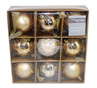 Christmas Tree Decoration 9 Pack 80mm Shatterproof Baubles - Gold