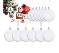 Christmas Tree Decoration Balls - 12-pieces White Paintable Flat Sphere | White Ornaments Balls for Christmas Tree - for Yard Garden Patio Porch Wedding Indoor Windowsills
