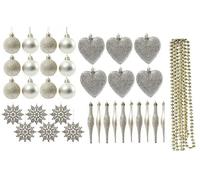 Christmas Tree Decoration Baubles Snowflakes Droplet Garland Heart Set 35pc (Champagne Gold)