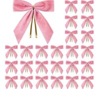 Christmas Tree Decoration Bows 24 Pack Red Velvet Fabric(Pink)