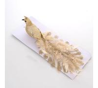 Christmas Tree Decoration, Branches Home Decor, Realistic Little Birds Decor Handmade Feather Birds Decor, Christmas Peacock Ornaments(Gold)