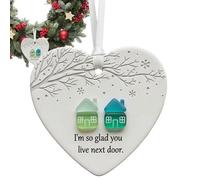 Christmas Tree Decoration, Ceramic Love Heart Pendant for Christmas Trees, Seasonal Crafts Decoration for Living Room, Bedroom, Balcony, Window Wall Door Decoration
