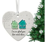 Christmas Tree Decoration, Ceramic Love Heart Pendant for Christmas Trees, Seasonal Crafts Decoration for Living Room, Bedroom, Balcony, Window Wall Door Decoration