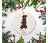 Christmas Tree Decoration Chocolate Labrador Personalized Dog Brown Lab For Dog Lovers Pet'S First Ceramic Xmas Ornament Double Sided Ceramic Hanging Decoration Christmas Tree Decorations
