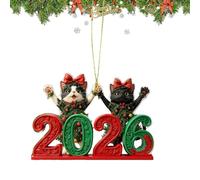 Christmas Tree Decoration - Christmas Two-Dimensional Cats House Decoration 2026 Cute Funny Animal Kitten Pendant for Bags and Keys, for Living Room, Bedroom, Office, Balcony, Kitchen, F