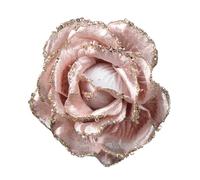 Christmas Tree Decoration Clip on Rose Flower 10cm Fabric with Glitter Wedding Decoration (Rose Gold 5803)