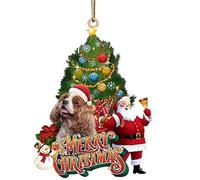 Christmas Tree Decoration for Dogs, Tree Decoration for Dogs, Christmas Tree Decoration Dog and Santa Claus - Flat 2D Animal Ornaments, Farmhouse Decoration for Home and Car