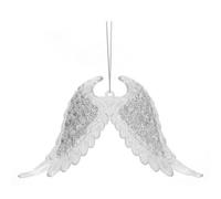 VFM e-Store - Christmas Tree Decoration Hanging Glitter Snowflake Angel Wings X 1 Stocking Filler Xmas Present Celebration Festive Winter Ornaments - 15cm Silver