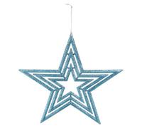 Christmas Tree Decoration Hanging Glitter Star Burst Ornament X 1 40Cm Ice Blue