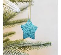 Christmas Tree Decoration Hanging Star Ornament Blue Waves Squama Mermaid Scale Ceramic Ornaments Christmas Tree Decorations Star Pendants for Xmas Tree Winter New Year Wedding Party Supplies