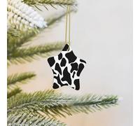 Christmas Tree Decoration Hanging Star Ornament Cow spot Ceramic Ornaments Christmas Tree Decorations Star Pendants for Xmas Tree Winter New Year Wedding Party Supplies