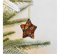 Christmas Tree Decoration Hanging Star Ornament Monarch Butterflies Ceramic Ornaments Christmas Tree Decorations Star Pendants for Xmas Tree Winter New Year Wedding Party Supplies