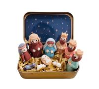 - Christmas Tree Decoration in a Tin, Pocket Ornament with Holy Family Sheep Figures for Desk, Space-Saving Plastic Design as a Festive Eye-Catcher (Silver, 3.5 cm)