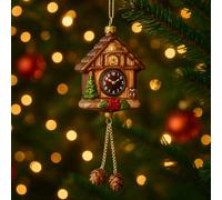 Christmas Tree Decoration in the Shape of a Cuckoo Clock with Tree and Pine Cones, Hanging Decoration for Christmas Tree, 25 cm - Varzi Since 1956