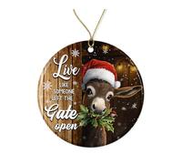 Christmas Tree Decoration Live Like Someone Left The Gate Open Cute Donkey Ceramic Hanging Novelty Pendant Funny Christmas Baubles For Holiday Keepsake Party 7.3CM