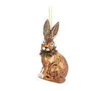 Christmas Tree Decoration, Novelty Festive Hare Bauble, Fun Hanging Glass Rabbit Bauble, Christmas Decoration, Rabbit Lovers Gift, Woodland Xmas Decorations