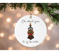 Christmas Tree Decoration Oh What Fun It Is To Train Kids Grandson Train Train Christmas Baubles Decoration Christmas Tree Decorations Double Sided Ceramic Xmas Ornament For Holiday Party Gift