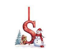 Christmas Tree Decoration, Personalised 26 Letters DIY Hanging Alphabet Decorations with Snowman Xmas Tree Festive Letter Shaped Xmas Decor Custom Presents for Holiday