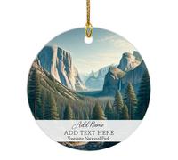 Christmas Tree Decoration Personalized Yosemite National Park United States Landscape Ceramic Hanging Multi-Colour Ceramic Xmas Ornament Personalised Pendant For Holiday Party Keepsake 7.3CM