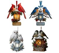 Christmas Tree Decoration Set | 2D Acrylic Lantern Pendants - 4 Pieces Lantern Ornaments | for Home at Holidays and Winter Festivals on the Mantle and Fireplace on the Door for Party Photo
