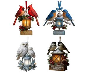 Christmas Tree Decoration Set | 2D Acrylic Lantern Pendants - 4 Pieces Lantern Ornaments | for Home at Holidays and Winter Festivals on the Mantle and Fireplace on the Door for Party Photo