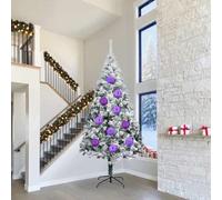 Christmas Tree Decoration Set XXL 4-Piece Purple Plastic Baubles and Ornaments for Christmas Tree Decoration and Advent Window Wreath Christmas Tree Decoration in the Living Room