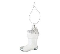 Christmas Tree Decoration Silver White Stocking Ornament X 1 13. 5Cm Stocking