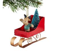 Christmas Tree Decoration, Sleigh Pendant as Decorative Tree - Iron Pendant for Fireplace Table Door Wall Indoor Outdoor Family Party Decoration