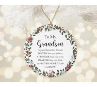 Christmas Tree Decoration To My Grandson For Grandson From Grandma, To My Grandson Always Remember You Are Braver Than You Think Christmas Baubles Decoration Ceramic Xmas Ornament