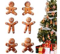 Christmas Tree Decoration with 6 Foam Cookie Man Ornaments, Lightweight and for Seasonal Use