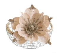 Christmas Tree Decoration with Artificial Magnolia Flowers Crafted from Fabric Suitable for Holiday Seasonal Festive Ambiance (gold)