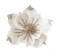 Christmas Tree Decoration with Artificial Magnolia Flowers Crafted from Fabric Suitable for Holiday Seasonal Festive Ambiance (White)