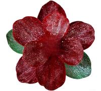 Christmas Tree Decoration with Chinese Style Lotus and Magnolia Floral Wreath Made of Flannel (Red)