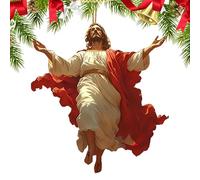 Christmas tree decoration with Jesus motif, religious two-dimensional acrylic decoration, religious faith Jesus, suitable for car rear view mirror, wall, window, bedroom, living room
