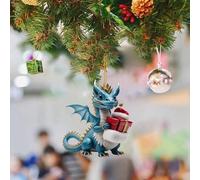 Christmas Tree Decoration Wooden Christmas Tree Decoration Ornament, Christmas Dragon Ornament, 2D Creative Pendant Christmas Tree Decoration, Christmas Tree Decoration (A, One Size)