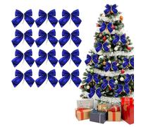 Christmas Tree Decorations, 12 Pack Glossy and Pretty Christmas Bows, 5.5 cm Mini Small Tree Hanging Ornaments for Decoration Wedding Birthday Party Decor (Dark Blue)