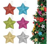 Christmas Tree Decorations, 12pcs Colorful Star Christmas Hanging Decorations Small Glitter Xmas Star Pendant Tree Ornament Hanging Stars for Xmas Party New Year Holiday Decor Y7WJXGJ