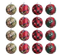 Christmas Tree Decorations | 16 Pieces Plaid Fabric Plaid Pattern | Seasonal Ornaments for Home Bedroom Store Showcase Apartment | School Events and Parties Decoration