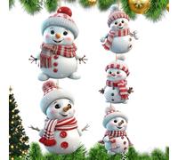 Christmas Tree Decorations | 2D Acrylic Snowman Ornaments | Cute Double-Sided Figurines with Pendant 5 Pieces | Winter Fireplace Mantel Interior Decoration