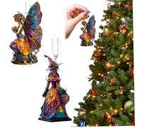 Christmas Tree Decorations 2Pcs 2D Fairy & Witch Christmas Tree Ornaments Acrylic Colorful 3.15x0.16" Hanging Christmas Tree Pendant for Home, Car Interior, Christmas Tree Decorations, Christmas Tre