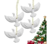 Christmas Tree Decorations | 4 Resin Decorations with Motifs Peace Love Joy E - White Christmas Tree Decorations | for Parties and Family Gathering