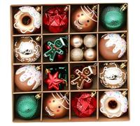 Christmas Tree Decorations, 42Pcs/Set Christmas Balls Red Green Gold Tree Decor Shatterproof Donut Gingerbread Hanging Balls for Xmas Trees Holiday Decor
