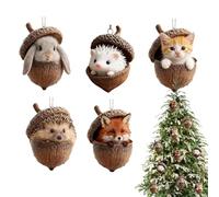 Christmas Tree Decorations, 5 Pieces Acrylic Festive Decoration Flat 2D | Animal Christmas Decorations | for Indoor Outdoor Window Shelf Table Living Room Home