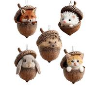 Christmas Tree Decorations | 5 Pieces Festive Decoration Acrylic Flat 2D - Animal Christmas Decorations | for Indoor Outdoor Window Shelf Table Living Room Home Wall Decoration
