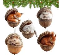 Christmas Tree Decorations - 5 Pieces Flat Acrylic Decoration 2D - Animal Ornaments | For Family and Friends Interior Window Shelf Table Living Room Home Holiday and Wall