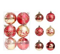 Christmas Tree Decorations,6pcs 6cm Christmas Ball Ornaments Set, Painted Christmas Ball Set Christmas Ornaments Balls Shatterproof Hanging Ornaments Kit (Red gold)