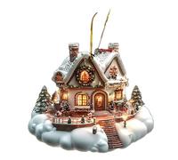 Christmas Tree Decorations Acrylic Christmas Ornaments 2D Acrylic Snow House Creative Snow Castle for Bedside Table Christ mas Ornaments Castle Snow House Hanging Pendant Xmas Decoration Home Party