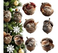 Christmas Tree Decorations, Acrylic Forest Animal Acorn Christmas Ornaments for the Home, Woodland Pine Cones Hanging Xmas Decorations, Home Decor Rustic Nature Themed